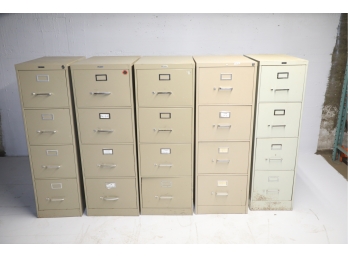 Lot Of Five 4 Drawer File Cabinets  Anderson / Premier / Hon