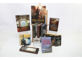 Box Lot Of Collectible Lord Of The Rings Books And DVD's
