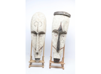 Pair Of Wooden, African Wall Hanging Masks