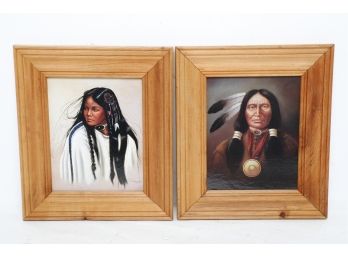 Pair Of Native American Indian Art By Z Garcia