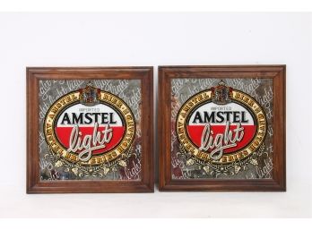 Pair Of AMSTEL Light Beer Advertising Sign Mirrors