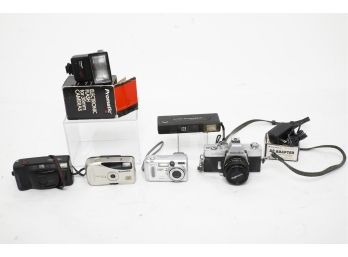 Group Of Photo Cameras Including 35mm Minolta & Other Accessories