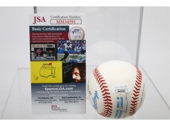 Jimmy Piersall Autographed Stat  Baseball  With JSA Cert MM34591