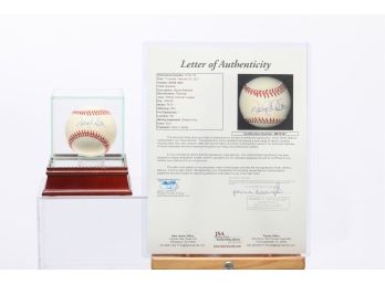 Derek Jeter Autographed American League Baseball With JSA Letter Of Authenticity
