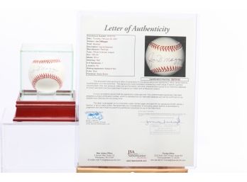 Autographed Joe DiMaggio Baseball With JSA Letter Of Authenticity