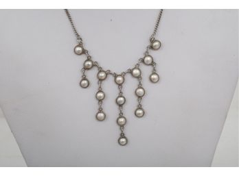 16' Sterling Silver And Real Pearls Ladies Necklace