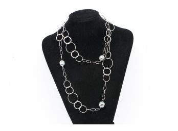 Large 38' Long Sterling Silver Ladies Necklace