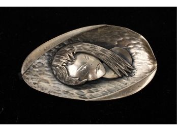 Interesting Sterling Silver Ladis Brooch