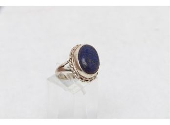 Heavy Sterling Silver And Lapis Ladies Sterling Ring Size 4 3/4