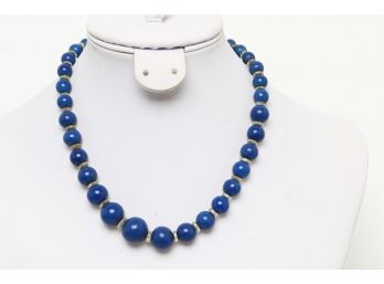 14.5' Vintage/antique Lapis Stone Beads Ladies Necklace