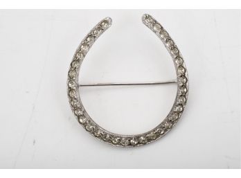 Vintage Sterling Silver And Clear Stones Brooch