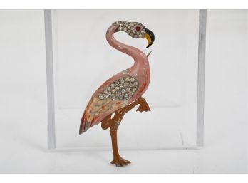 Large Antique Flamingo Pin