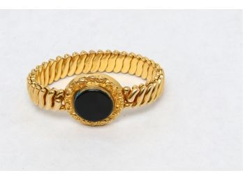 Antique Pat 1907 Gold Filled And Onyx Stretch Ladies Bracelet