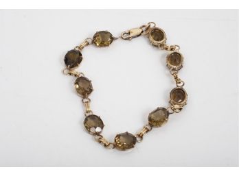 Vintage Gold Filled And Smokey Quartz Ladies Bracelet Signed 4 Winard