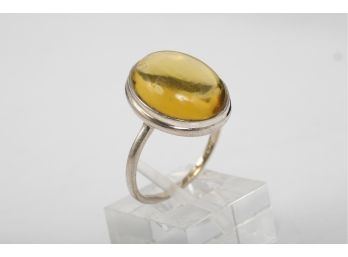 Vintage Amber Sterling Silver Ladies Ring  Size 8