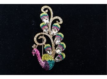 Great Large Costume Jewelry  Peacock Ladies Pin