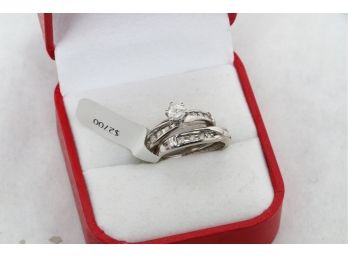 10 Kt White Gold .5 Ct Diamond Ladies Engagement Ring And Wedding Ring  Retail $ 2,700.00 Size 6 1/4