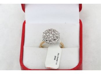 10 Kt Gold 1 Ct Diamond Cluster Ladies Ring Retail $ 950.00 Size 6 3/4