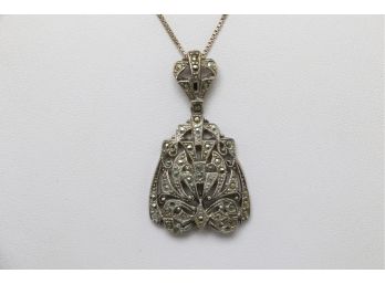 24' Sterling Silver And Marcasite Ladies Necklace