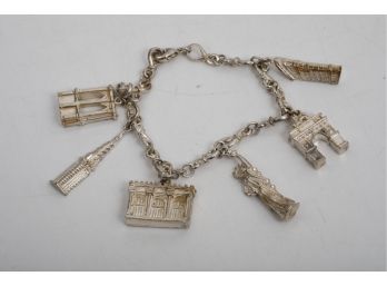 Heavy Sterling Silver Ladies NYC Charm Bracelet Signed MMA (metropolitan Museum Of Art)