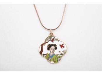 17' Japanese/chinese Enamel Ladies Necklace