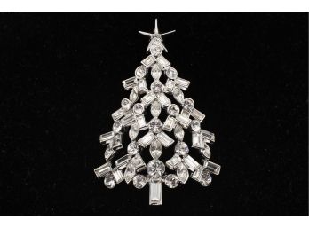 Nolan Miller Designer Christmas Tree  Rhinestone Brooch.