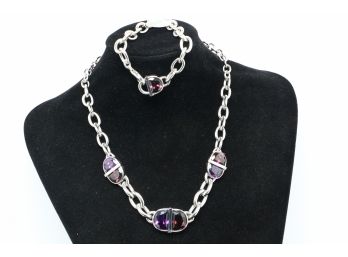 Amethyst GC Designer Ladies Necklace And Bracelet Set