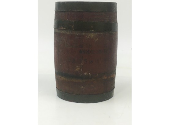 Antique Elizabeth Woodcombes Dates In Brandy Wood Barrel Keg