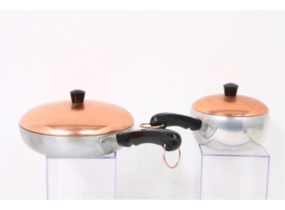 Pair Of WEAR-EVER HALLITE Aluminum Pot And Pan With Copper Lid