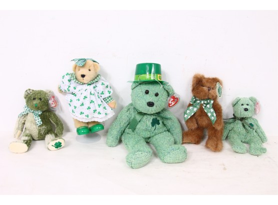 Group Of Beanie Babies, Beanie Buddy And The Bearington Bear - Irish Theme