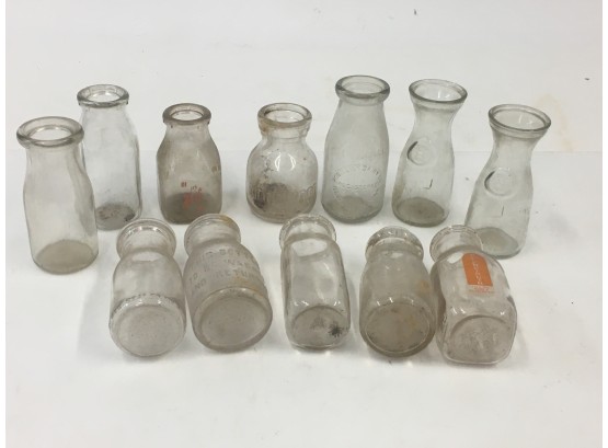 Lot Of 12 Dairy Cream Bottles Hood New Haven Freimuth Pond Lily Ridgewood