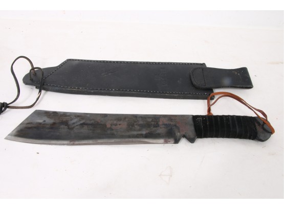 Vintage Gil Hibben IV Fixed Blade Hunting Knife Machete With Hibben III Sheath