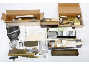 Miscellaneous Lot Of Brass Model Train Cars, Sheets, Parts And More