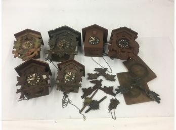 Lot Of Vintage Cuckoo Clock Parts