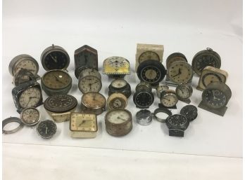 Huge Lot Of Vintage & Antique Alarm Clock Parts