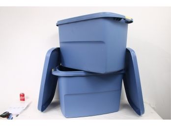 Pair Of Large Heavy Duty STERILITE 50 Gallons Plastic Storage Totes Bins With Lids