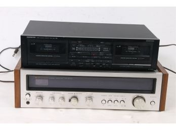Pair If Kenwood KR-2400 Am/fm Tuner Amplifier And Onkyo TA-W450 Cassette Deck