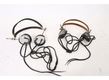 Pair Of Antique Radio Telegraph Headphones Headsets From Brandes Superior & Connecticut Telephone & Electric