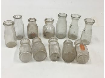 Lot Of 12 Dairy Cream Bottles Hood New Haven Freimuth Pond Lily Ridgewood
