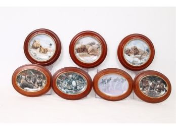A Group Of 7 Bradford Exchange Limited Edition Wolf Design Decorative Plates 'sheltering Love' 'den Pals'