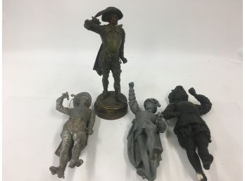 Lot Of 4 Large Spelter Statues From Ansonia Clocks
