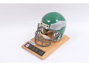 SHARCO Philadelphia Eagles Mini Helmet Riddell Metal Face Mask Vintage NFL Rare With Wood Base
