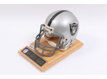 SHARCO Los Angeles Raiders Mini Helmet Riddell Metal Face Mask Vintage NFL Rare With Wood Base