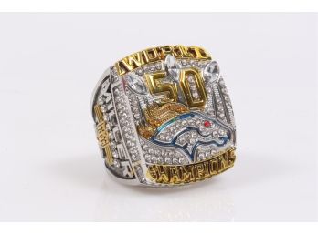 2015 Denver Broncos 18k Gold Plated Super Bowl Championship Ring. Size 11