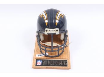SHARCO San Diego Chargers Mini Helmet Riddell Metal Face Mask Vintage NFL Rare With Wood Base