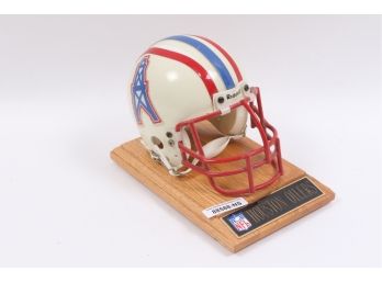 SHARCO Houston Oilers Mini Helmet Riddell Metal Face Mask Vintage NFL Rare With Wood Base
