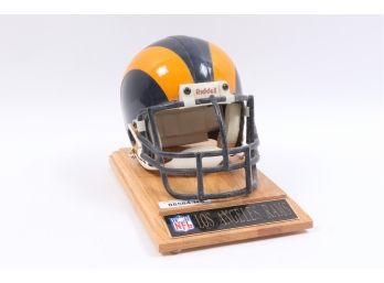 SHARCO Los Angeles Rams Mini Helmet Riddell Metal Face Mask Vintage NFL Rare With Wood Base