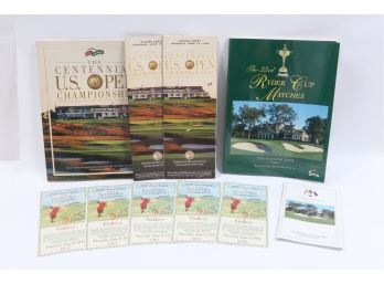 Pair Of Golf Commemorative Books With Tickets And Pamphlets U.s Open And Ryders Cup