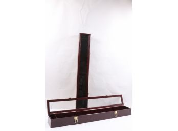 Pair Of Wood Baseball Bat Display Cases With Ball Holders