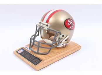 SHARCO San Francisco 49ers Mini Helmet Riddell Metal Face Mask Vintage NFL Rare With Wood Base